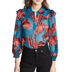 Alice + Olive Ziggy Ruffled Floral Burnout Blouse